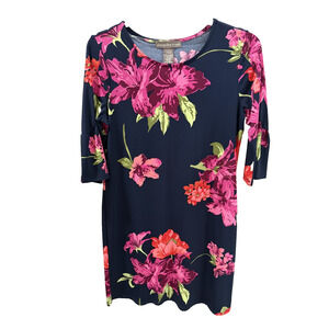 Alexandra & Oak size M navy/pink floral sheath dress business party Flirty